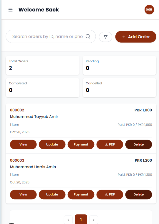 Order Management UI